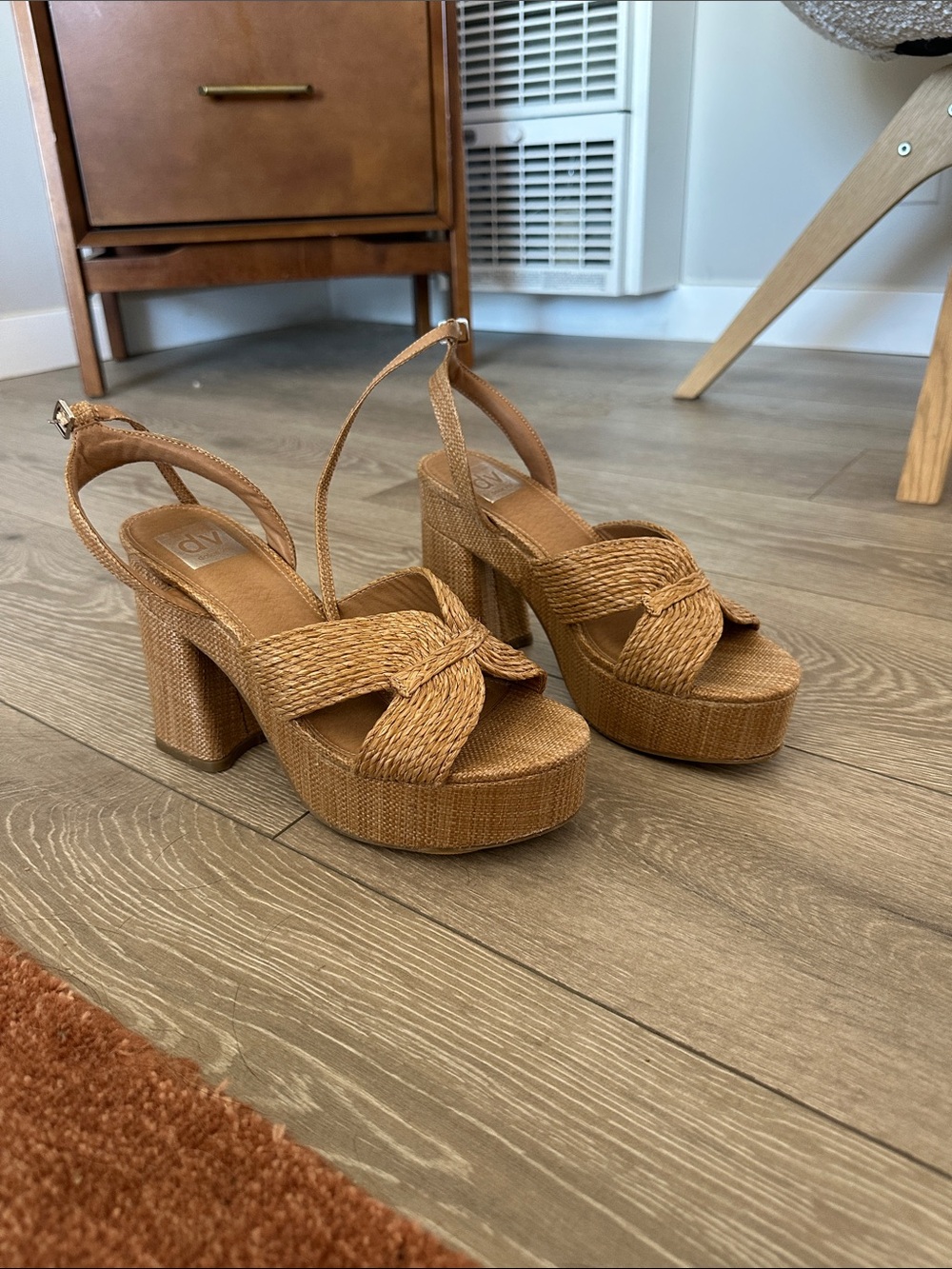 Dolce Vita Tan Woven Platform Block Heel Sandals